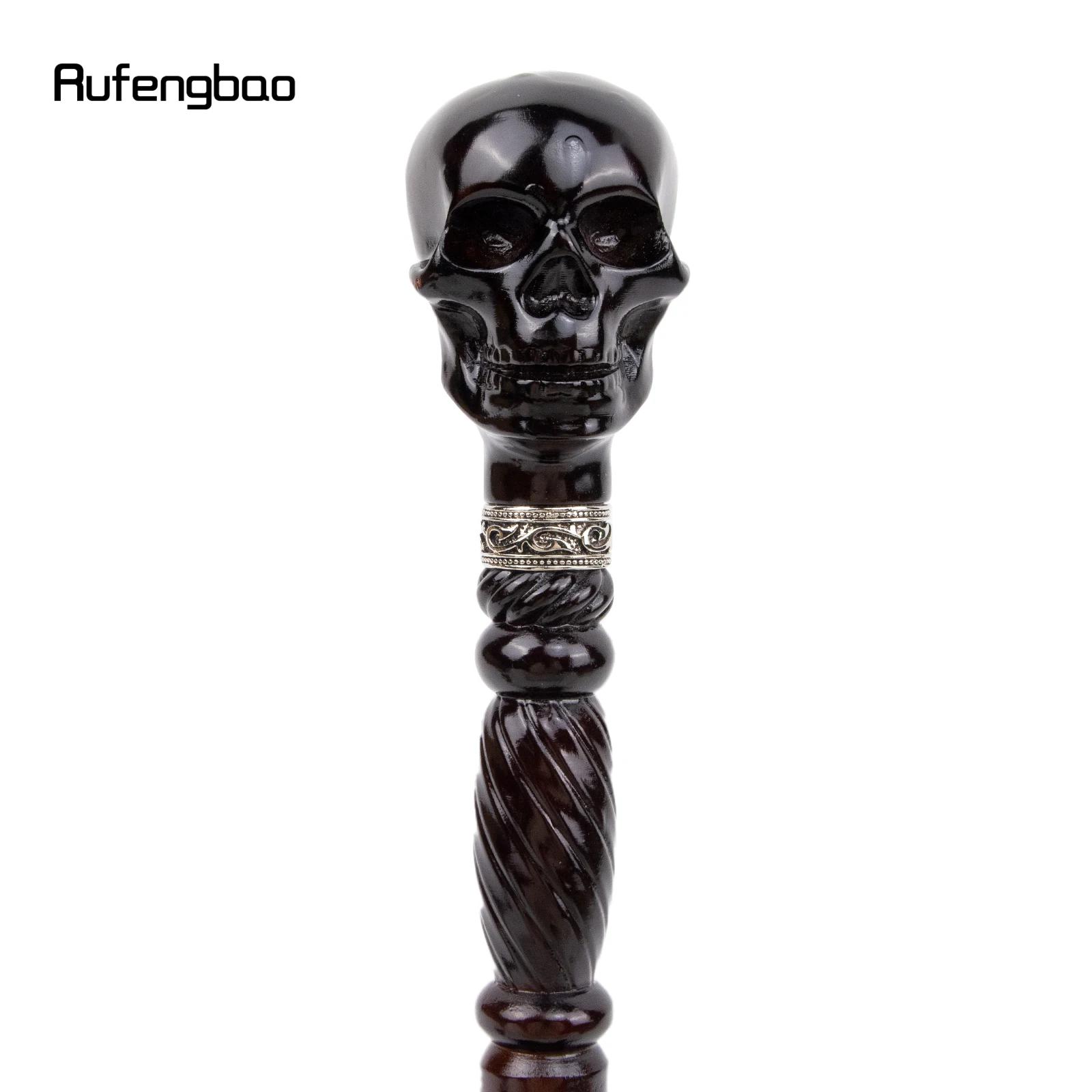 Black Creative Devil Skull Wooden Fashion Walking Stick Decorative Cospaly Wood Walking Cane Halloween Party Event Props Party Photo Prop Mace Wand Crosier 93cm