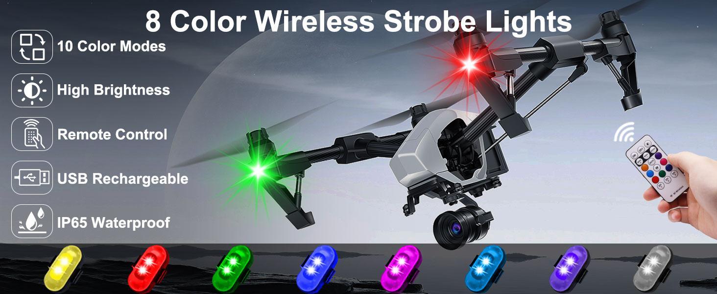6 Pack RGB LED Strobe Lights with Remote Control - Multiple Lighting Modes USB Rechargeable Wireless Flash Warning Light for Car Motorcycle Drone Bike Boat Aircraft Airplane Truck Accessories, Car Exterior Anti-Collision Decorative Signal Lamp for Night