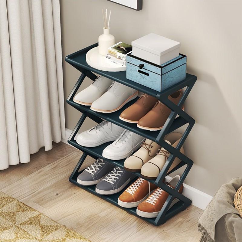 4 Layer Simple Shoe Rack, Shoe Shelf Organizer, Stackable Space Saving, Living Room Bedroom Universal Storage, Easy Assembly, 5 Colors, 2 Styles, Shoe Rack Organizer