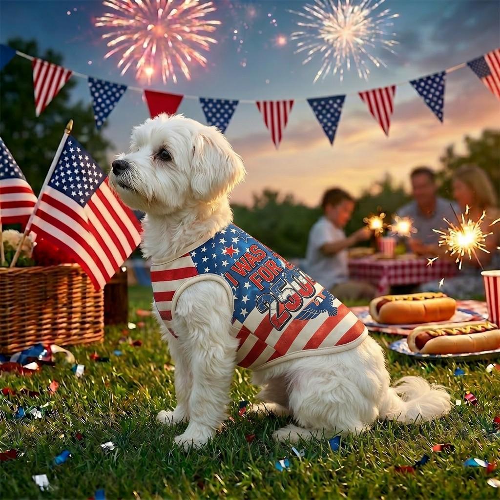Pet Dog Vest Outdoor with U.S. 250th Anniversary Star-Spangled Banner Print, July 4th Dog Clothes Suitable For Small/Medium-Sized Dogs, Poodle & Cats, Independence Day Pet costume Dressing Apparel
