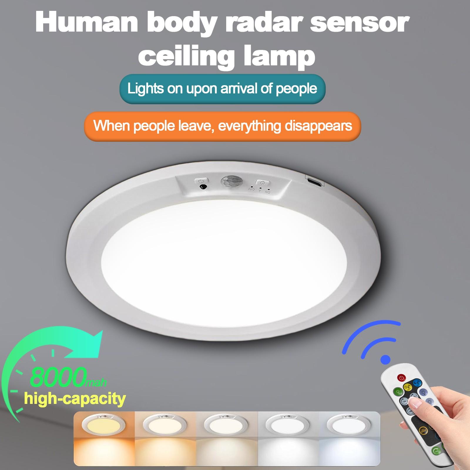 Ultra-Thin Motion Sensor Ceiling Light with Remote Control, Rechargeable Magnetic Wireless Lamp, USB Powered for Closet Shower Stairs Hallway Porch, Indoor Lighting