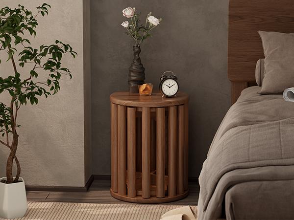 【Summer】TimberKnows Set of 4 Stackable Solid Wood Stools – 18" Round Nesting Tables, Fully Assembled, Durable & Space-Saving Design