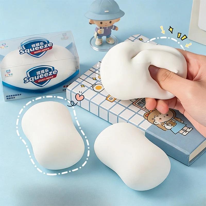 Fake White Soap Squishy Slime Cube Soft Slow Rising Sensory Toy Stress Relief Fidget Tool Home Office Room Decoration Festival Gift for Teens Adults