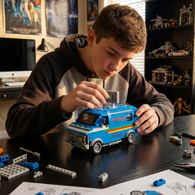 Upside Down World 80s Strange TV Sci-Fi Vehicle Building Blocks Toys Car Retro Van Mystery Town Bricks Model Set Gifts for Adult Kids