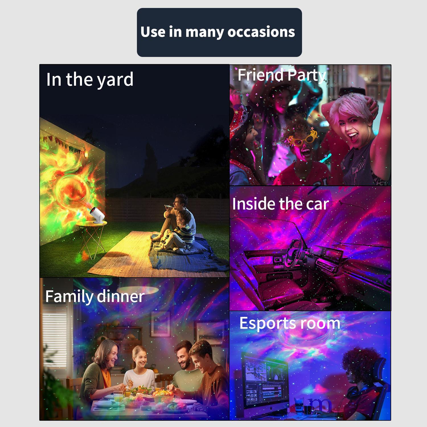 Mini cannon portable starry sky projector, galaxy projector, adjustable night sky color, portable indoor and outdoor projector, built-in remote control timing, support Bluetooth connection, suitable for bedroom rest, ceiling projection, home entertainment