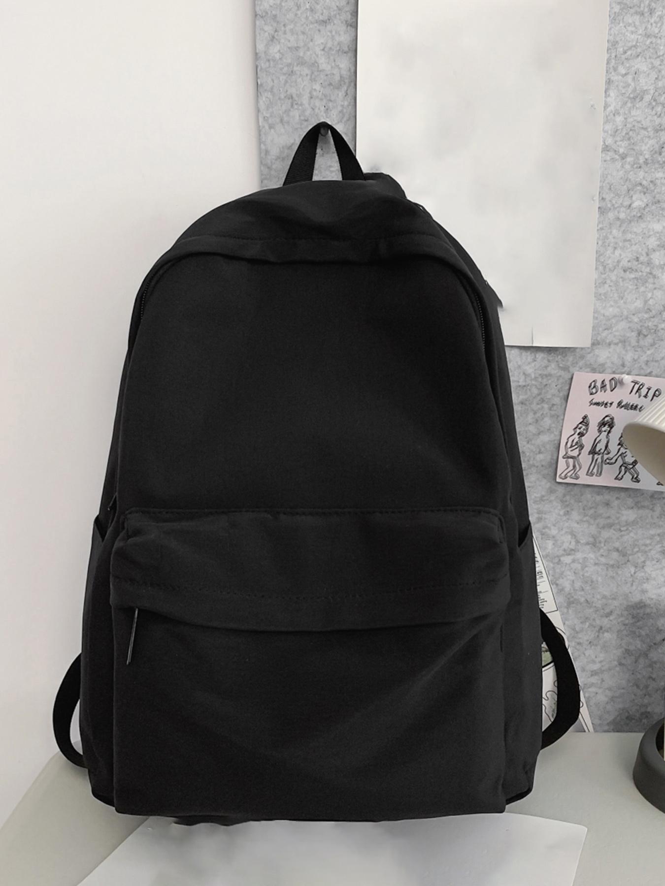 Solid color simple backpack, basic versatile casual backpack, niche simple design, practical and versatile, easy to carry on campus commuting, suitable for students, large capacity and lightweight bag