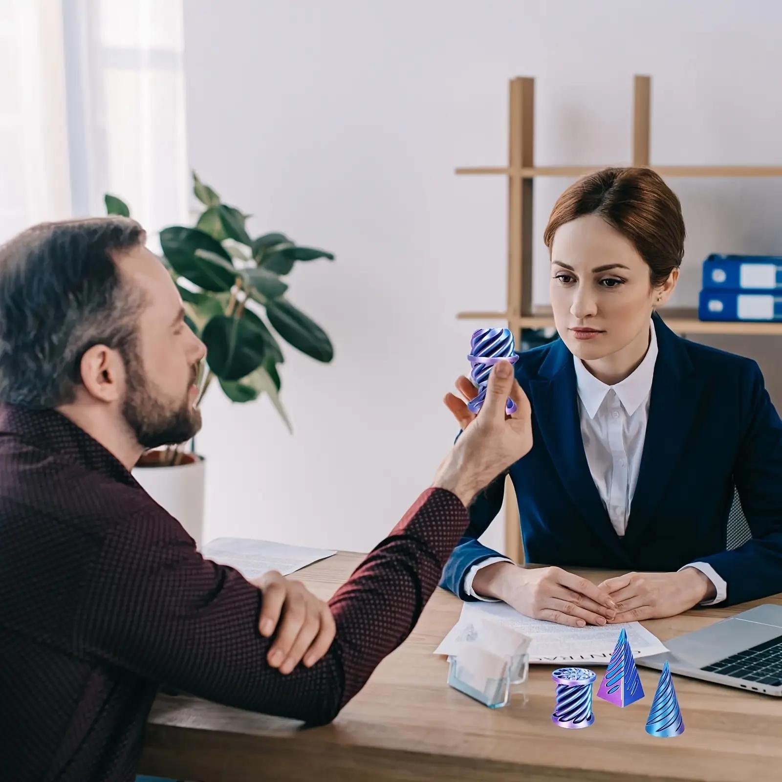 3-Piece Set 3D Printed Impossible Pyramid Sculpture, Anxious Cone Toy, Magic Impossibility Desktop Decor, Anxiety Relief Toy, Stress Relief Sculptures