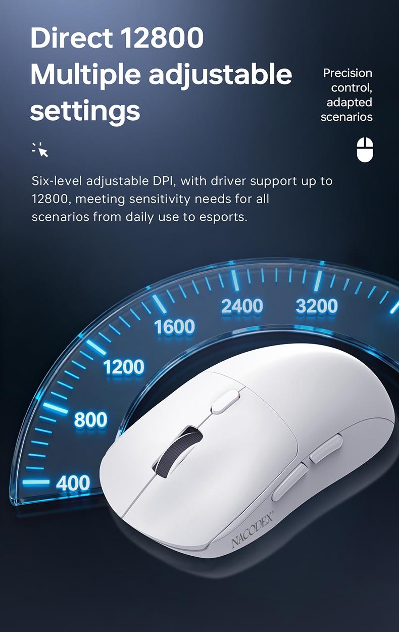 NJ07 Wireless Office Mouse AJAZZ Soft Tone Button the third mock examination Computer Office Mouse 1kHz Rate of Return Game Mouse 2.4G Wired BT Six gear DPI Adjustment 12800 Lightweight 67g Office Supplies Multi scenario Application