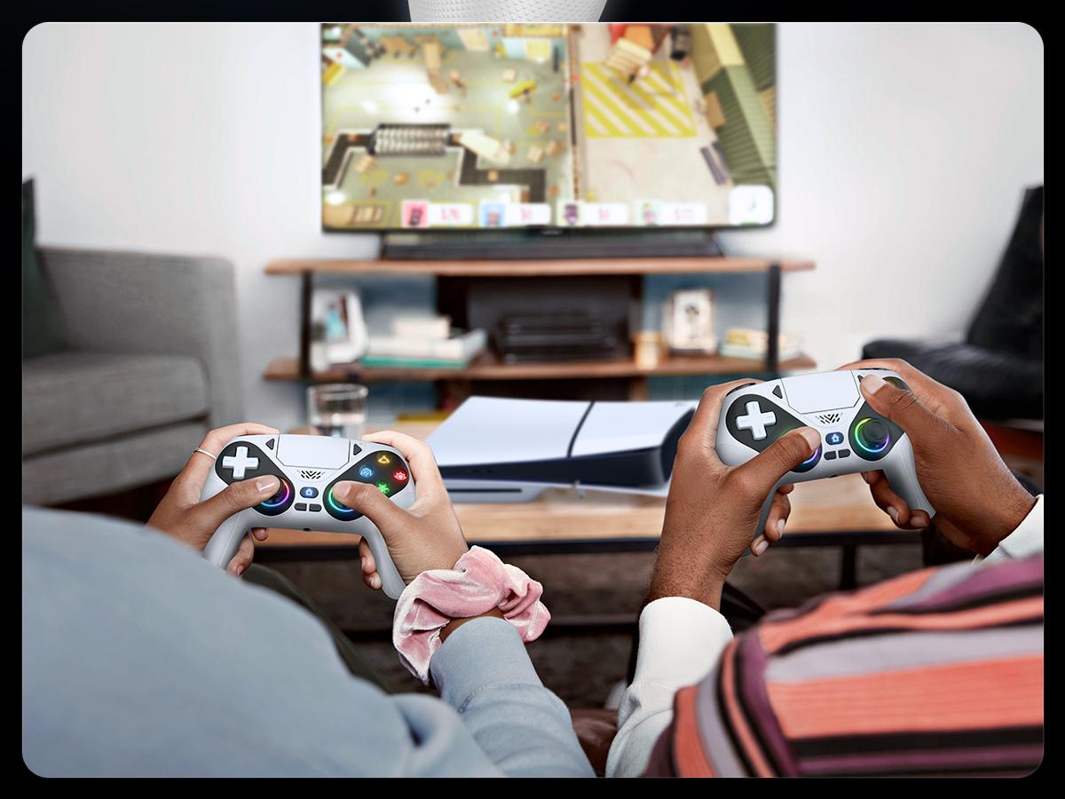 Anti-Drift Calibration Guide Wireless Gaming Controller Pro for PS5 with LED RGB Light– Compatible with Playstation 5,Dual Vibration, Motion Sensing, Programmable Buttons & 1000mAh Fast-Charging Battery