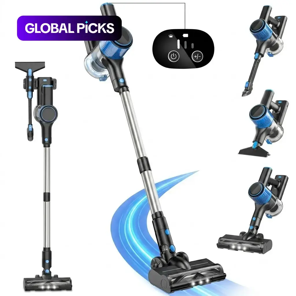Cordless Vacuum Cleaner, 8-in-1 Anti-Tangle Stick Vacuum with LED Display, 3 Suction Modes, Lightweight for Home, Carpet, Pet Hair #GLOBAL PICKS