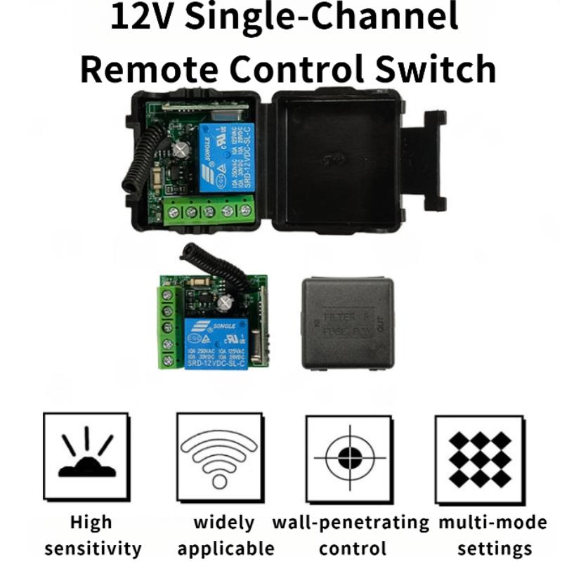 Dc 12V Relay Receiver Wireless Remote Control Switch Compact Module, RF Technology Transmitter 433mhz Pointing, Self-Locking Remote Controller
