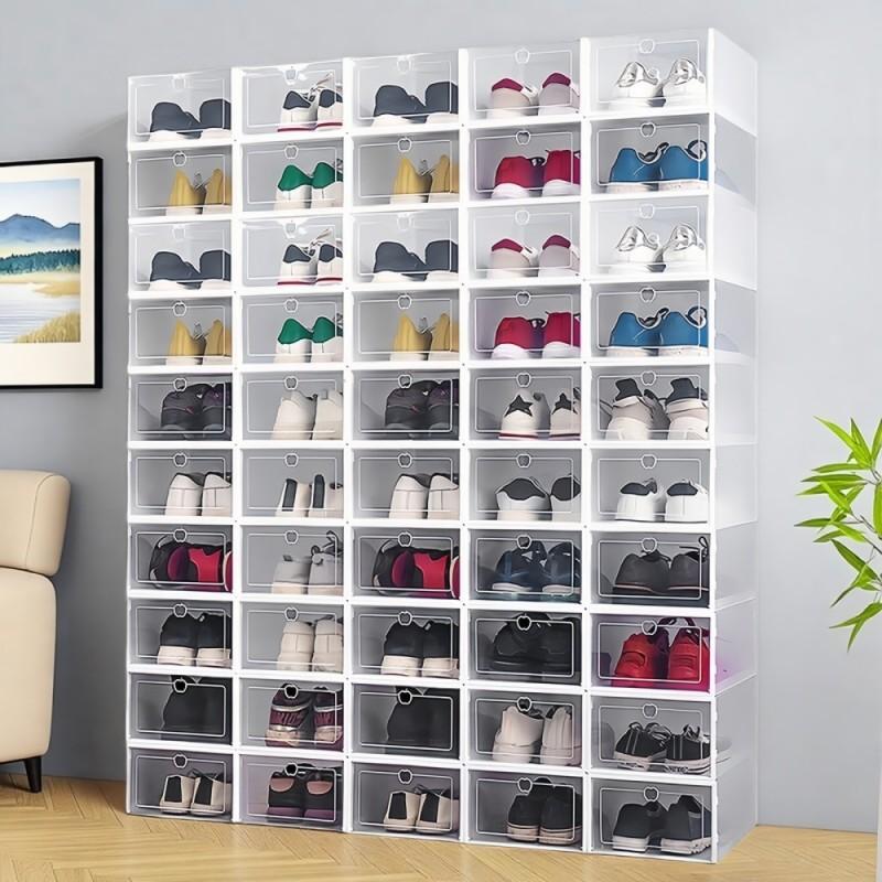 15PCS Large Transparent Shoe Box Shoe Storage Box Stackable Shoe Organizer Space-saving Foldable Shoes for Closets Sneaker Container Storage Box Find Shoe Storage Box in One Second Household New Year New Year Shoe Storage Box
