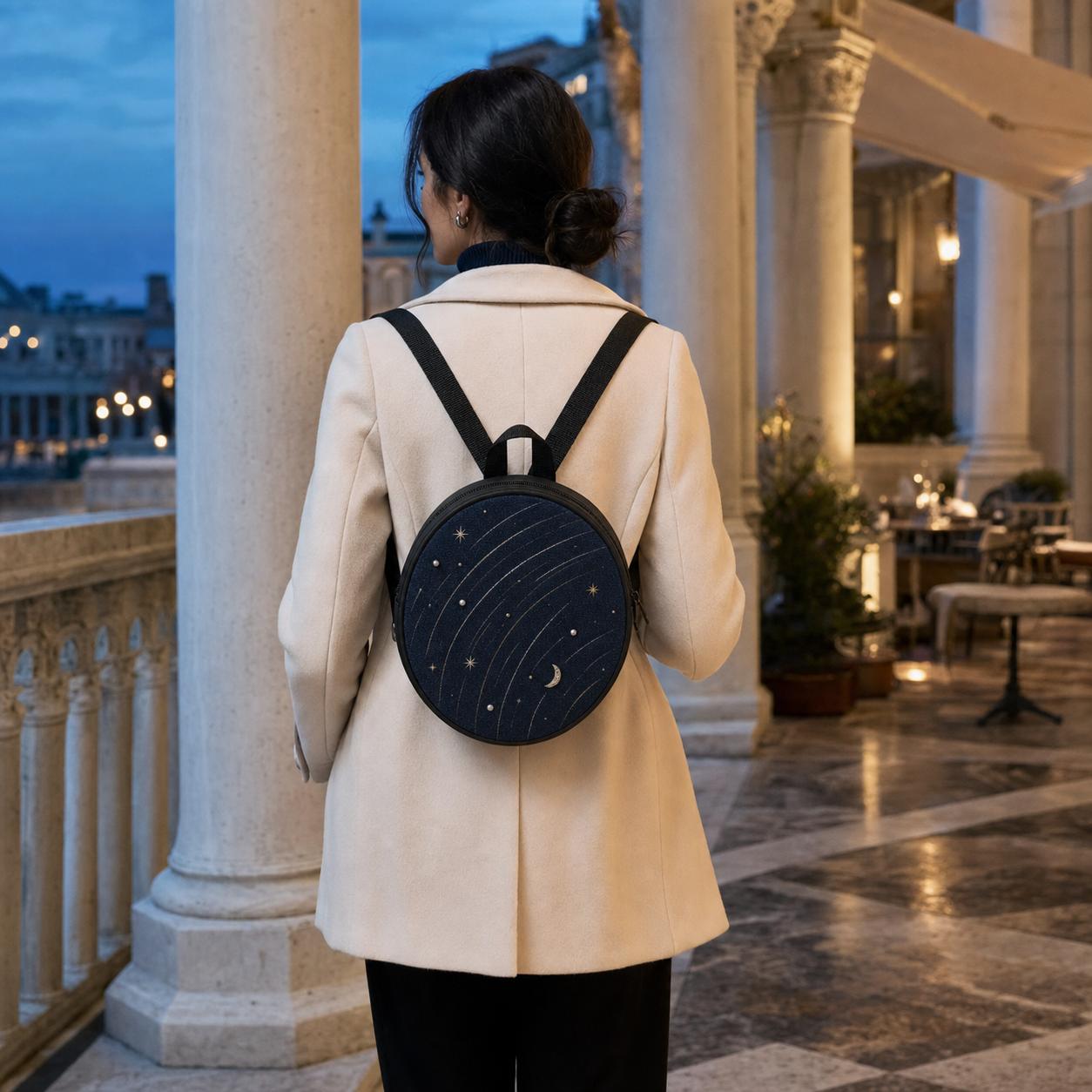 Women’s Round Shape Mini Backpack Purse - Vintage Aesthetic, Unique Pattern, Lightweight Casual Wear Gym Bag for School/Travel, Stylish Fashion Gift Accessory