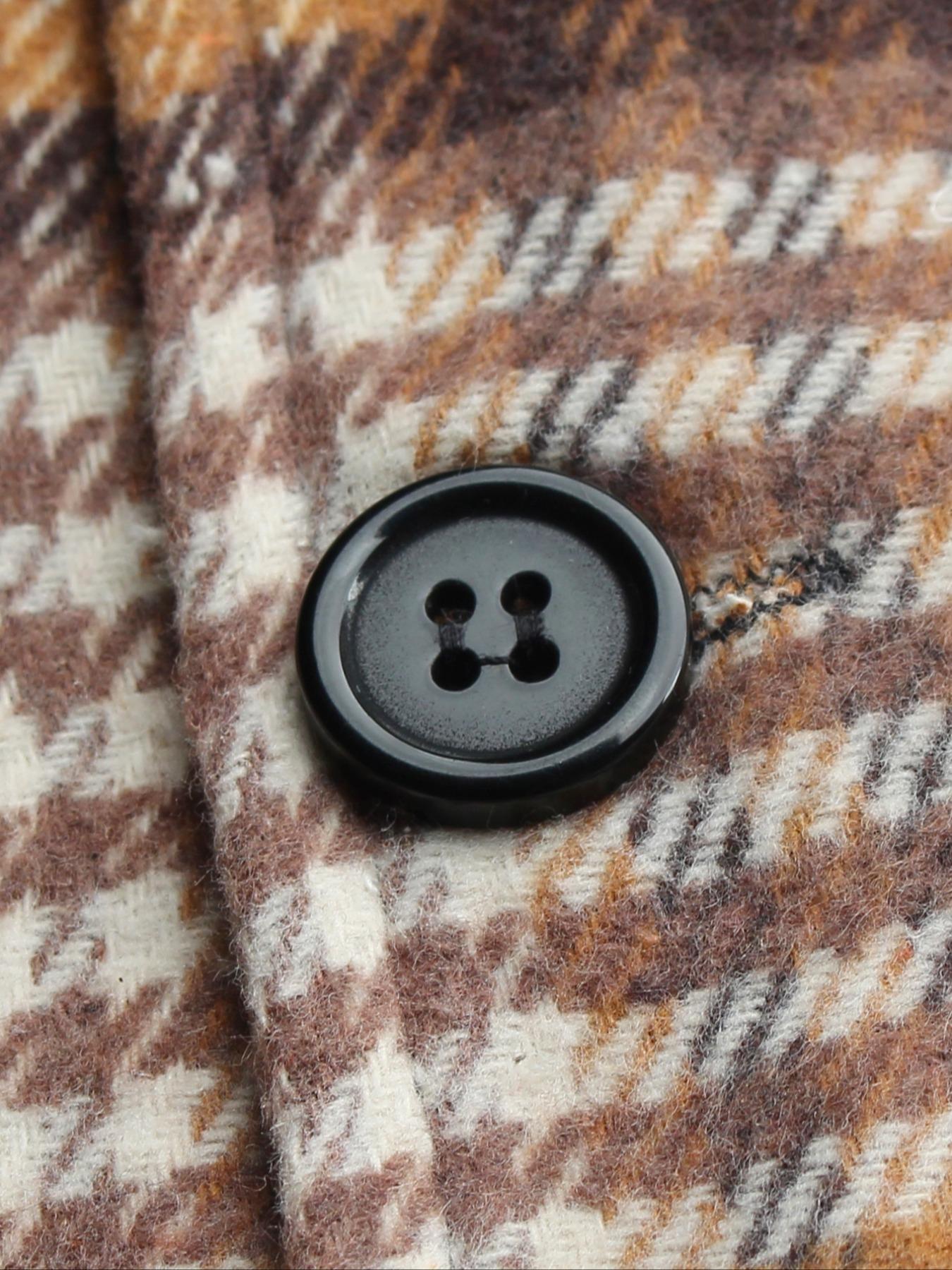 Men's Vintage Fall Winter Jacket, Windproof Fleece Collar Pocket Casual Coat, Suitable for Daily Wear, Comfortable Woven Fabric