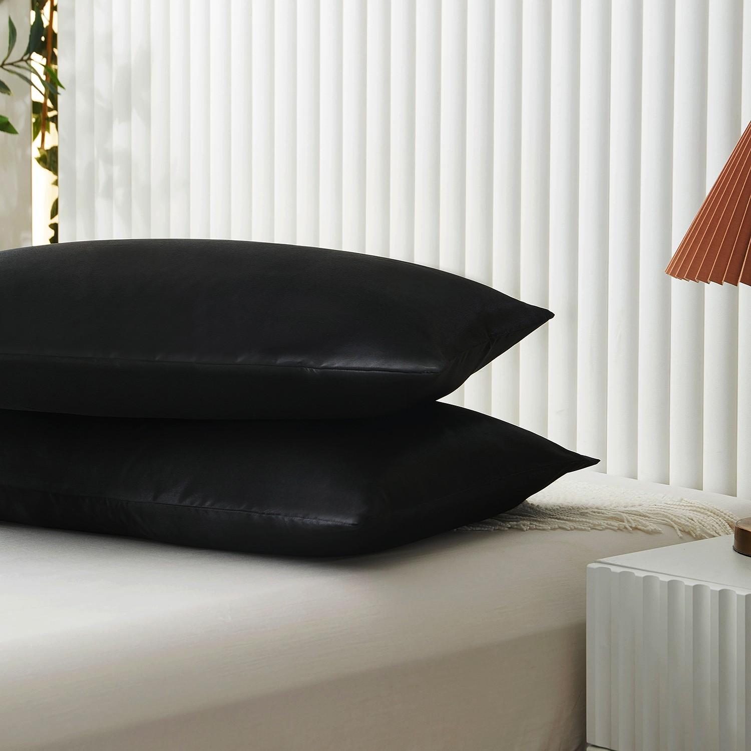 Luxurious Satin Pillowcase,2Pcs No Insert, Simple Solid Color, Soft Breathable, Envelope Closure, Ideal for Hair and Skin Protection, Perfect Home Decor