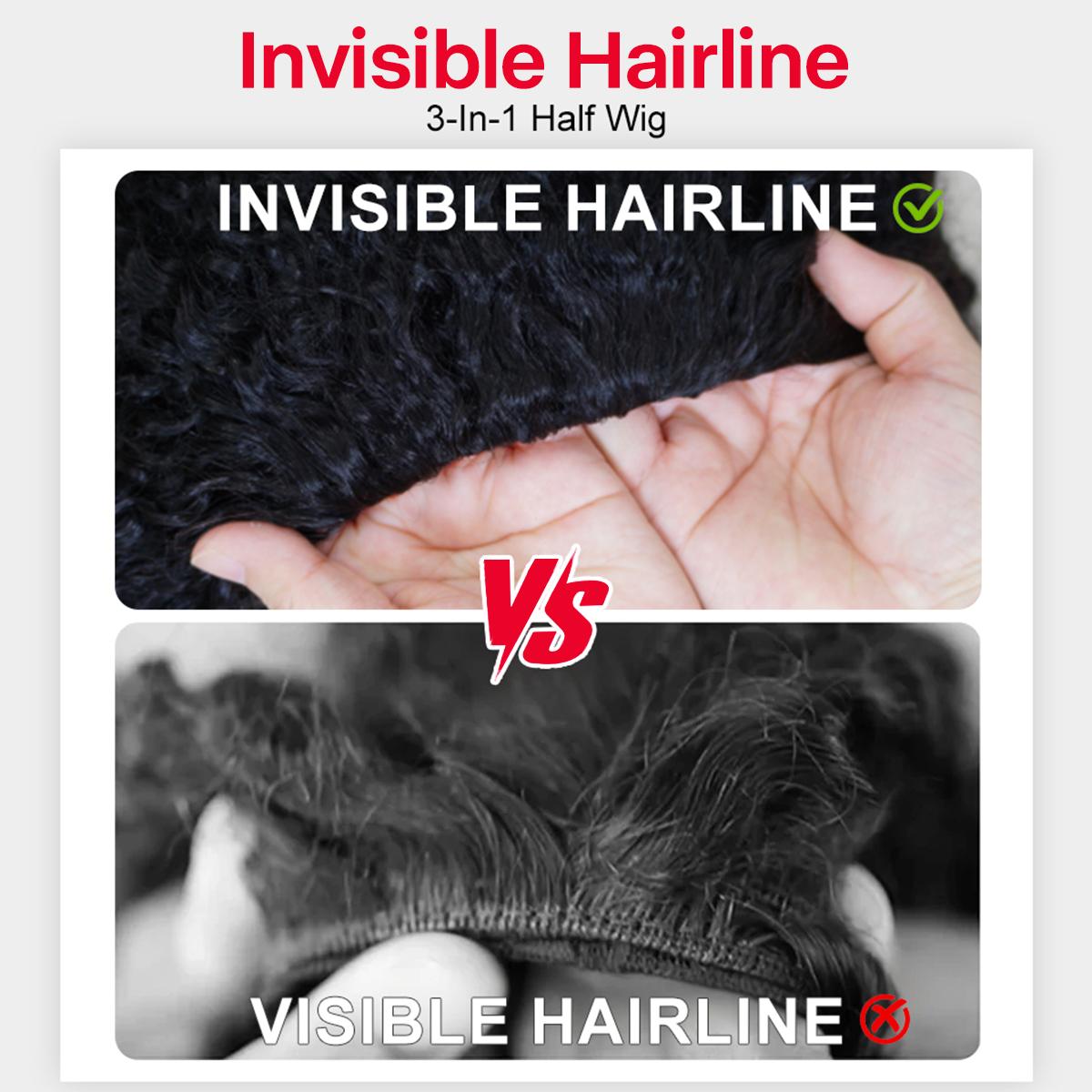 Mscoco Glueless Half Wig 100 Human Hair Yaki Body & Bouncy Deeep And Yaki Straight, Kinky Curly  Half Wig Adjustable Drawstring Beginner Friendly Flip Over Wig Natural Hairline #outdoorfun #TikTokshopCyberMonday #TiktokShopBlackFriday #christmassale2025