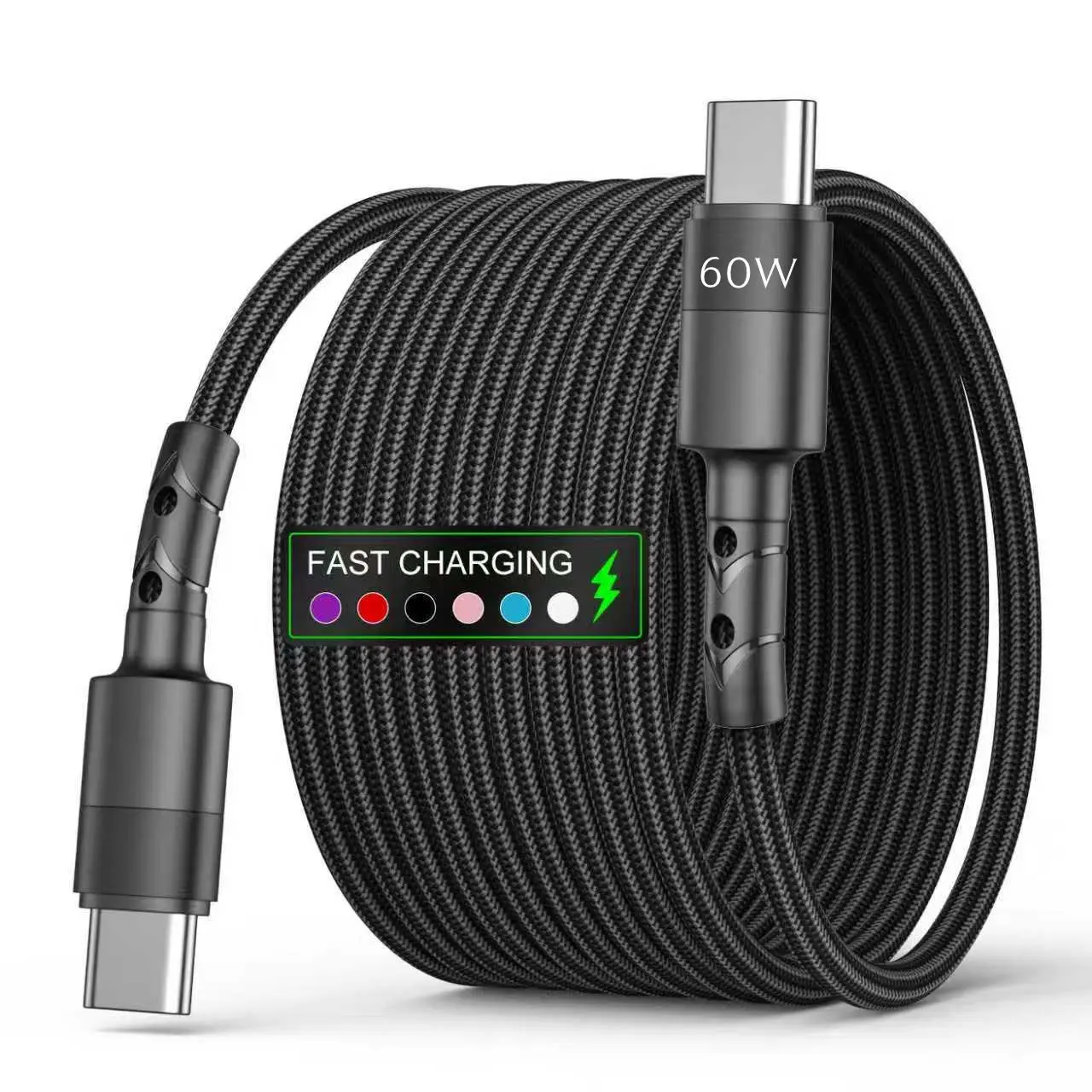 Nylon Braided PD/C Type Fast Charging Cable, Compatible with Samsung, Huawei, Xiaomi, Redmi, Oppo, OnePlus, Suitable for iPhone 15/16/17 Series - Durable Braided Cable for Smartphone Charging and Data Sync
