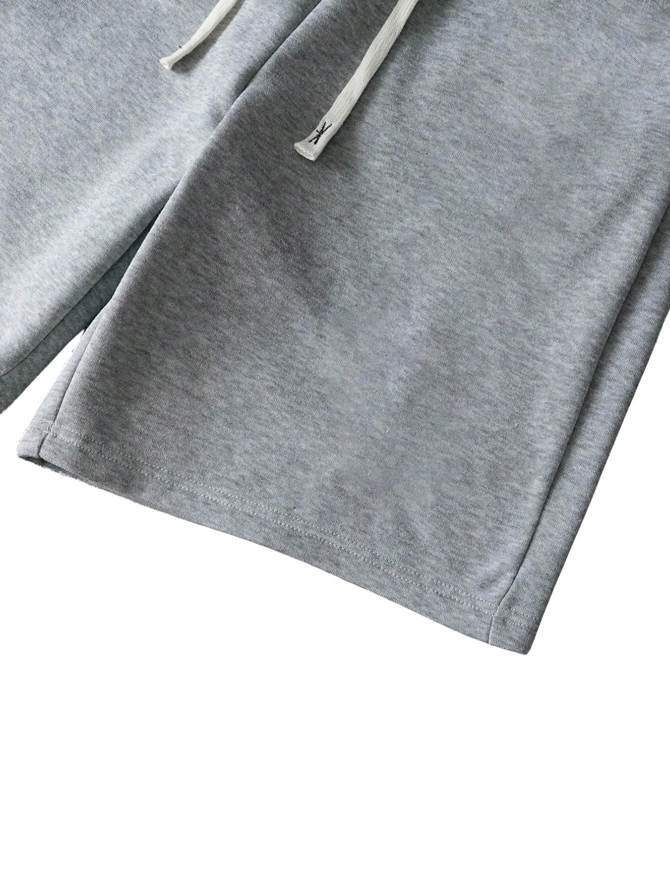Unisex Korean Style Loose College Wind Polo Neck Top & Dual-Layer Waist Shorts Set, Comfortable Knitwear for Daily Outdoor Wear