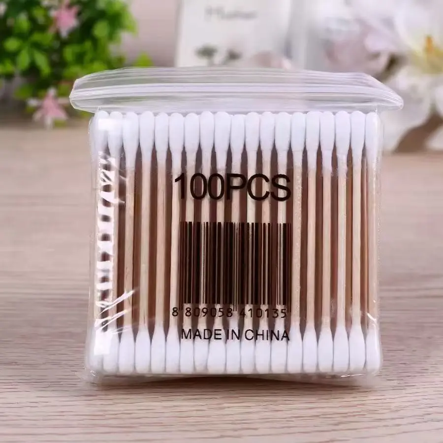 1 Pack, 100pcs Dual-Ended Cotton Swabs, Unscented, Low Allergy, Ear and Makeup Cleaning, Multi-Purpose Disposable, Personal Care