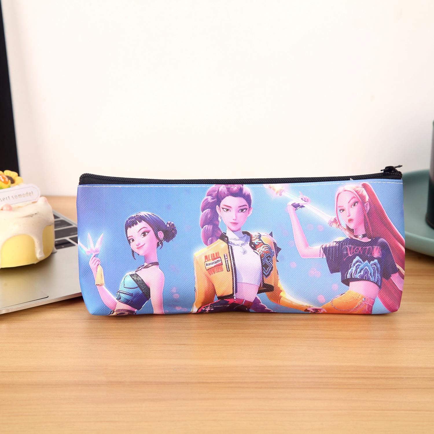 Kpop Hunter Girl Group Pencil Case, Cute Student Large Capacity Stationery Bag, PU Single Layer Storage Bag, School Supplies Organizer