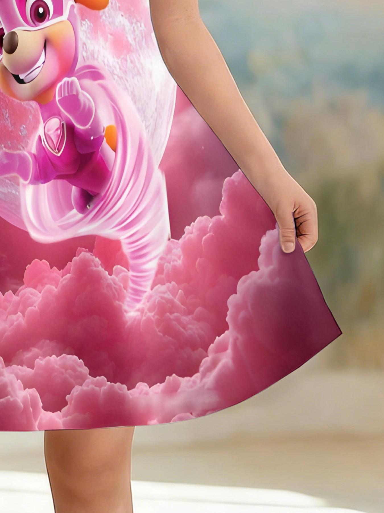 Paw Patrol Superhero Kids Dress, Dreamy Starry Print, Fashion Outdoor Wear, Birthday Gift, Holiday Gift, Casual Fitted Dress