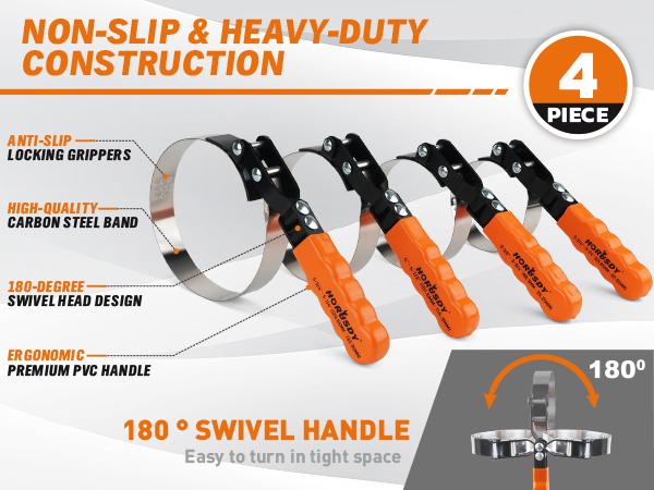 Oil Filter Wrench Set with Storage Case, 11pc or 9pc, Swivel Wrenches Fit 2-3/4" to 5-1/4", Adjustable Filter Pliers (9" & 12"), Valve Lapper Set, 3-Jaw Socket, Ratchet Handle for Garage, Roadside Repair, gift, Spring Glow Up