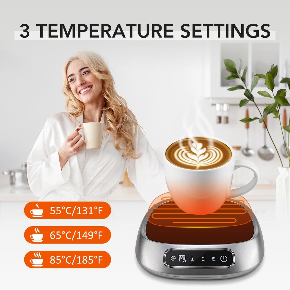 Thermal Heating Cup Mat with 3 Temperature Settings, USB Plug-In Heating Coaster Touchscreen Interface Voice Prompt, Ideal for Autumn Winter Coffee Milk Warmer