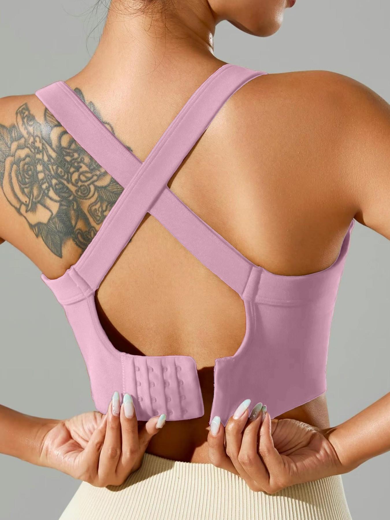 High-Strength Shockproof Sports Bra with Cross-Back Buckle Closure, Women's Athletic Underwear for Gym and Workout