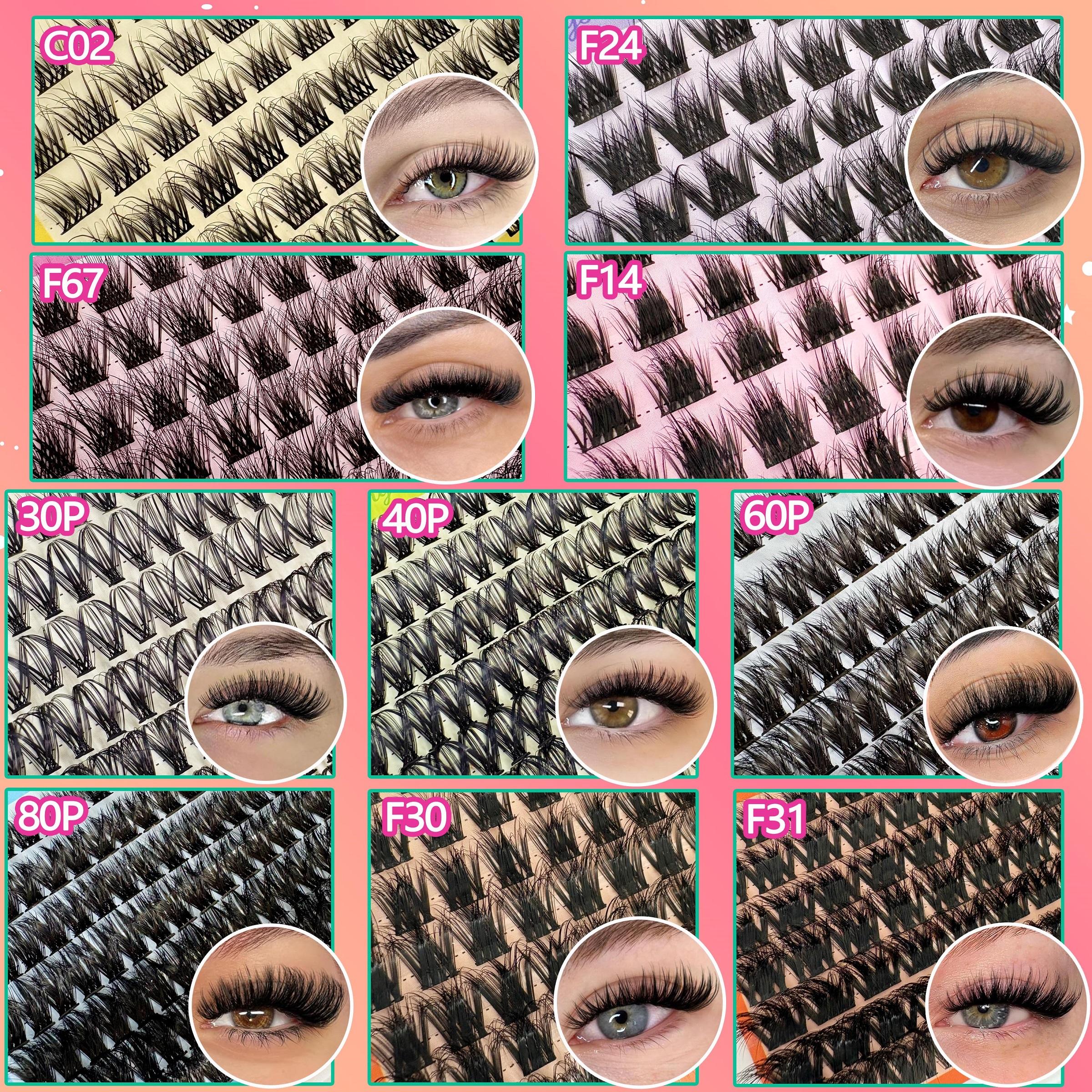 6 Boxes Cluster Eyelash Kit with Glue Remover Applicator and Curler,Long-Lasting for Natural 3D Wispy Soft Comfortable Daily Wear Beginner-Friendly DIY Lashes for Voluminous Look Trendy Cluster Lashes,Gift Pack for Xmas