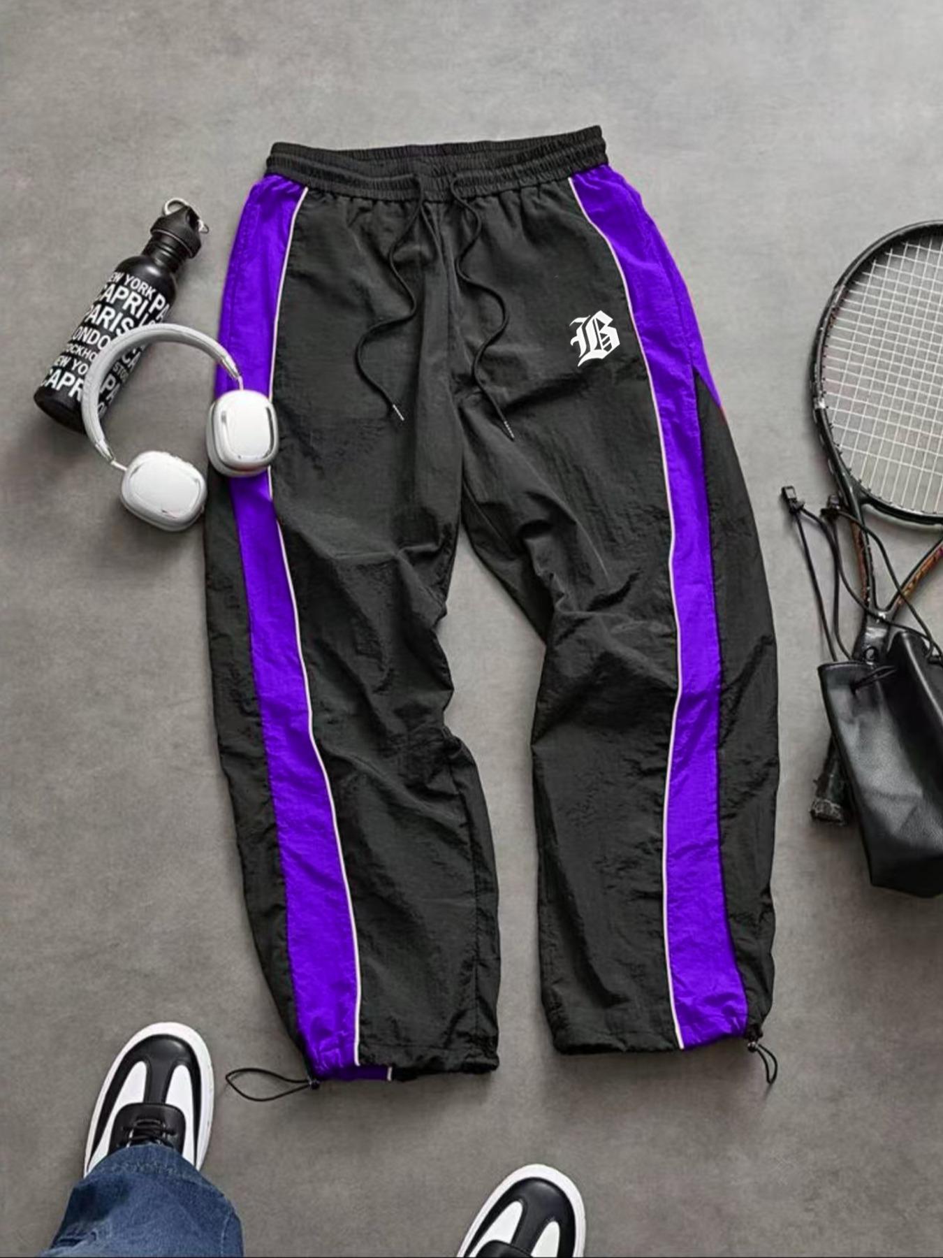 Men's Fashion Casual Sports Pants, Nylon Fabric, Lightweight Breathable, Unique Print, Waist Drawstring, Adjustable Ankle Cuffs, Breathable Athletic Bottoms