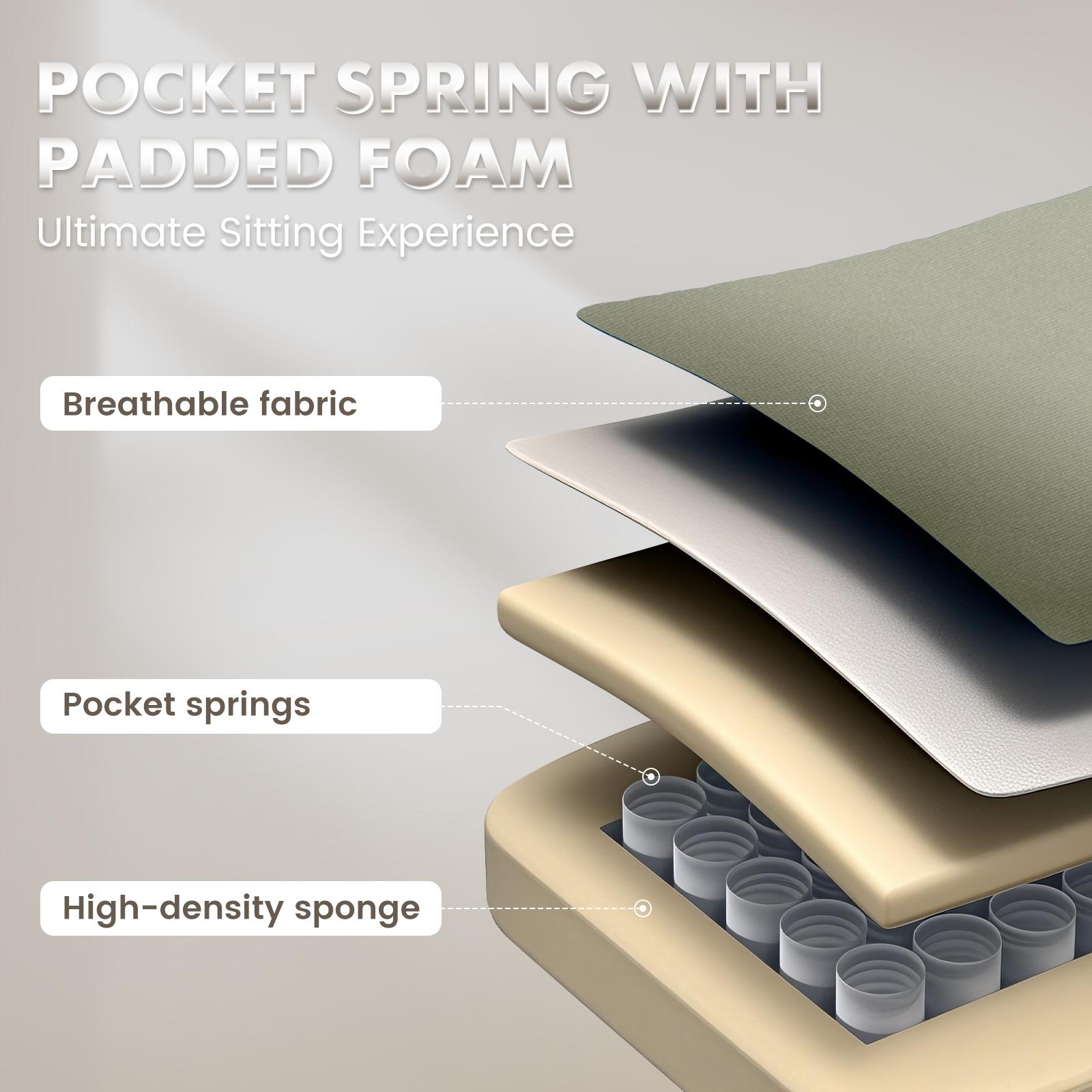 【Buy 1 get 4】Ergonomic Office Chair Pocket Spring Seat & Memory Foam Pillow, Gaming Chair with Pocket Spring Cushion, 360° Swivel, Adjustable Height, Reclining 90°-160°, Extendable Footrest