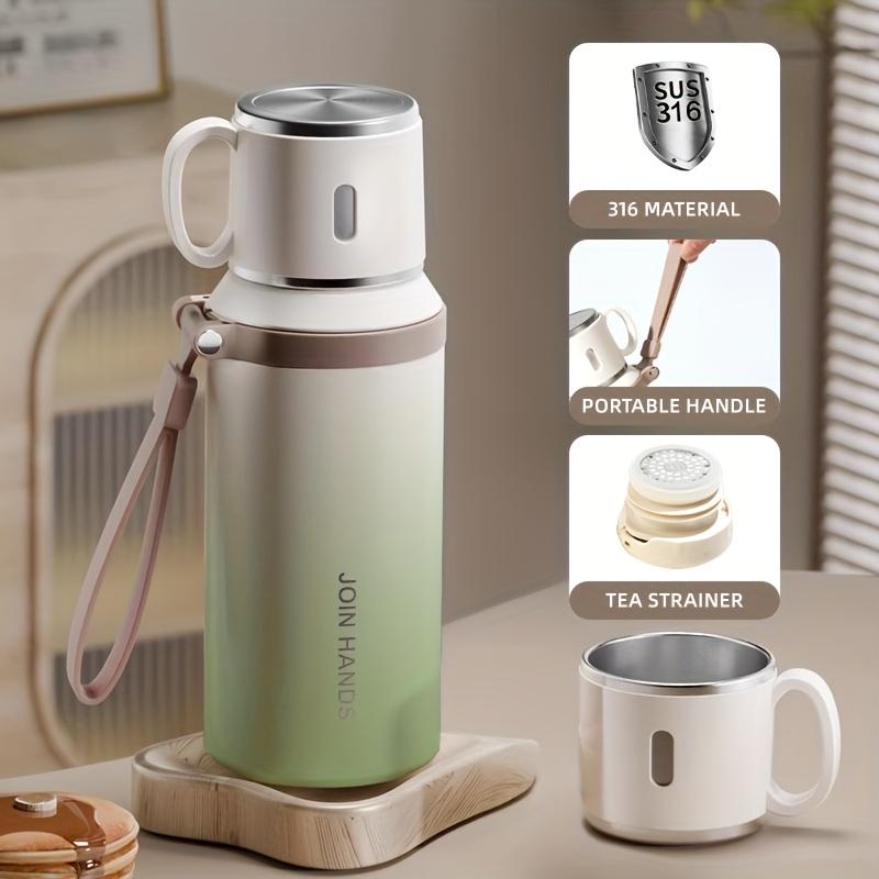 316 Stainless Steel Vacuum Insulated Portable Sports Water Bottle, Reusable Vacuum Insulated, Stainless Steel Thermal, Gradient Color, with Lid, Tea Filter, Handle, 700ML/24oz, Outdoor Travel Mug, Thermo Tumbler, Insulated Water Bottles