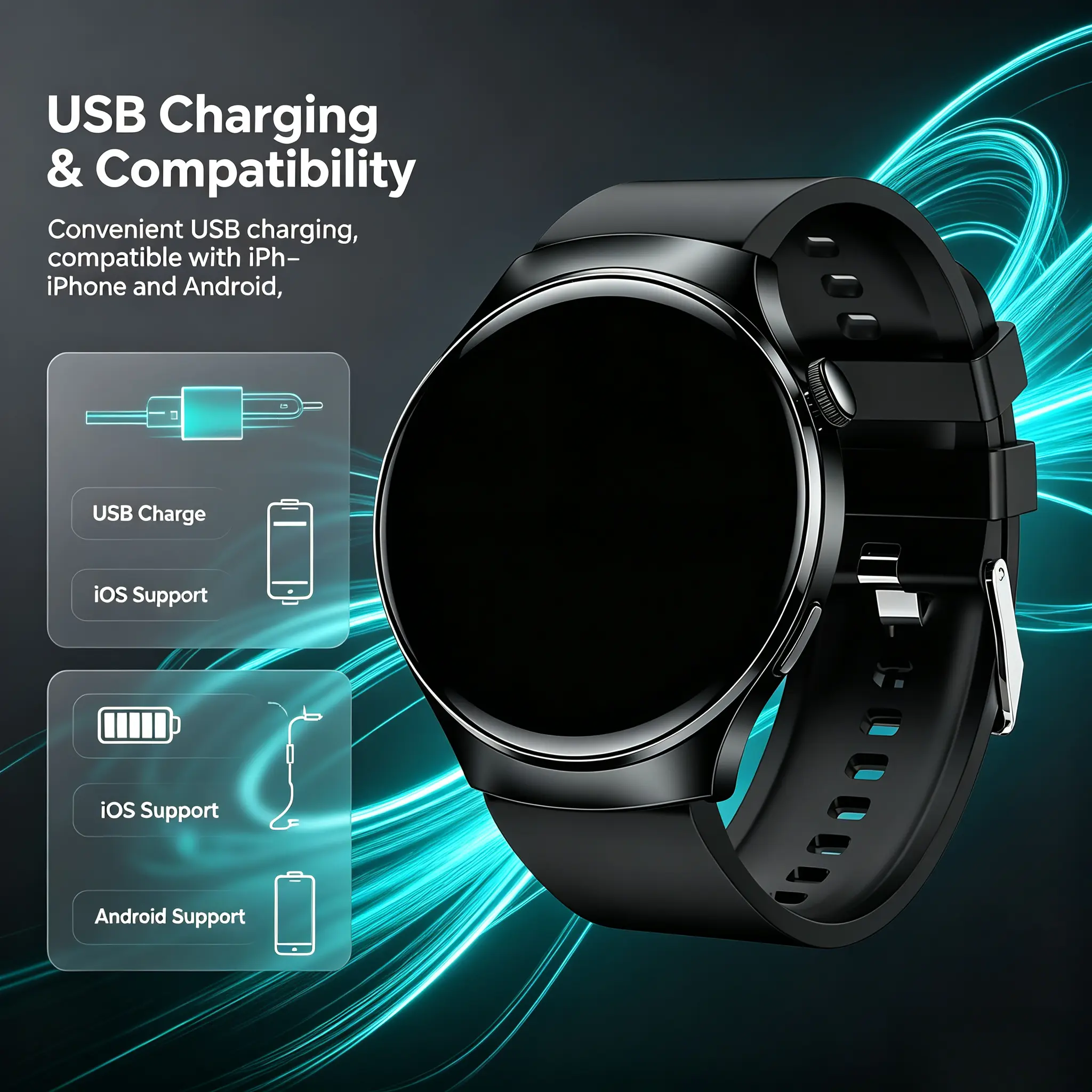 Unisex Smart Watch for Men & Women, Bluetooth Call, SMS Alerts, Fitness Tracker with Remote Camera Shutter, Multiple Workout Modes, USB Charging, Compatible with iOS & Android, Perfect Holiday Gift