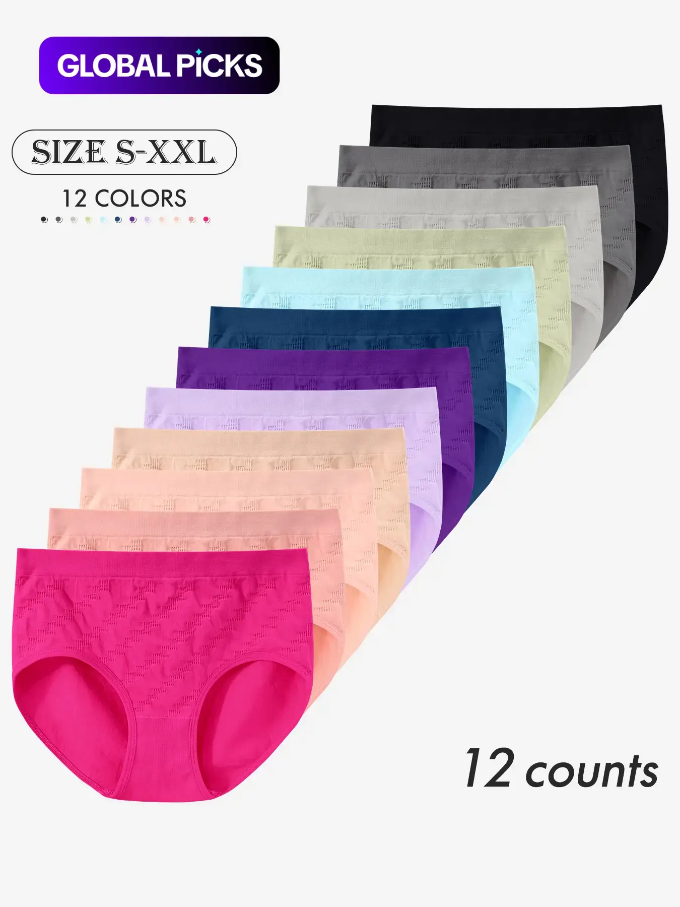 Women's Seamless Briefs, Breathable Knickers, Mid-Waist Triangle Panties, 4/6/12/16 Pcs Pack, Casual Plain Design, All Seasons Comfort