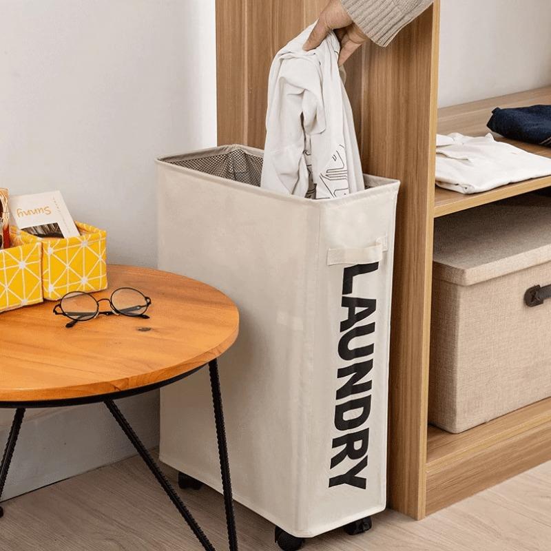 Multifunctional Storage Basket with Wheels - Foldable Home Organizer for Yoga Mats and Laundry