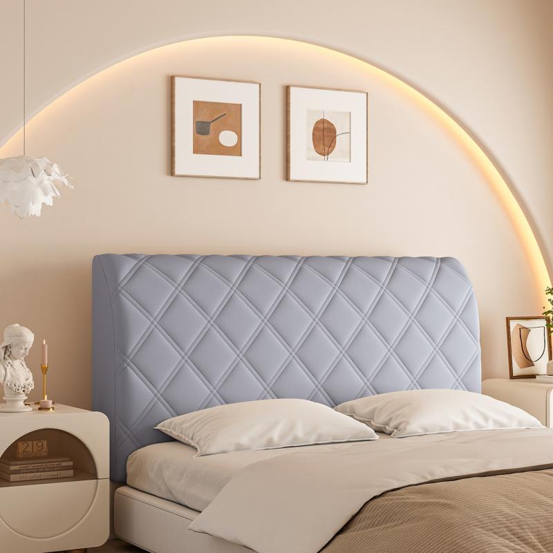 Diamond Grid Elastic Full Headboard Protector Cover, Polyester Material, Anti-Collision Dustproof, All Sizes, Soft Comfortable, Washable