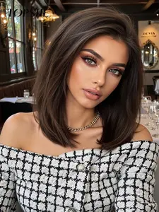 Topshe 13x6 HD Lace Front Wig Straight Hair, Lace Frontal Wigs, Comfortable Natural Look, Daily Wear, Trendy Fashion, Medium Length, No Bangs