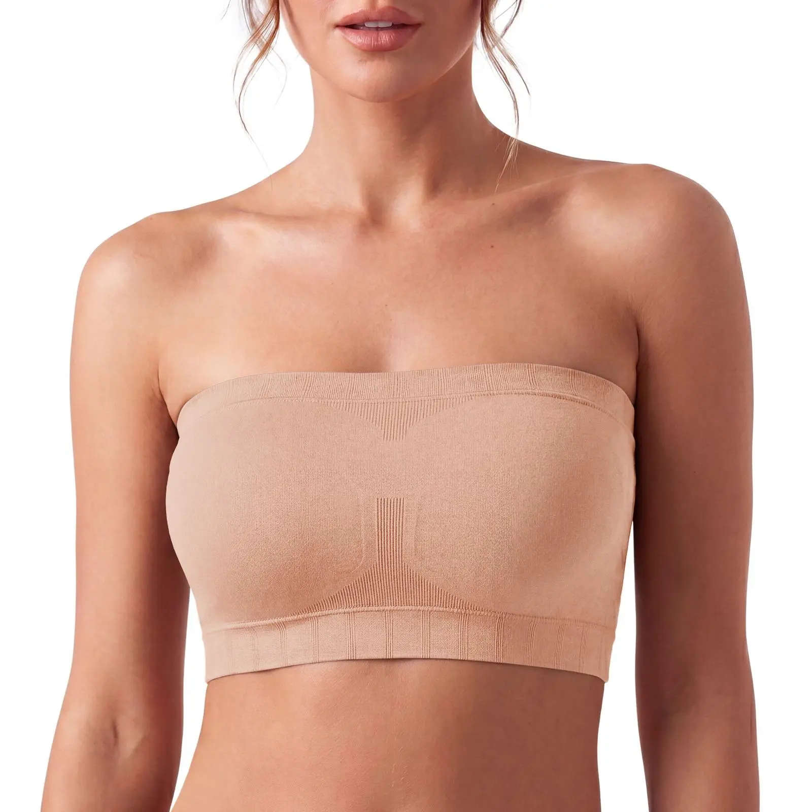 Aoysky Women's Everyday Full Coverage Bralette - Strapless, Wireless, Non-Slip, Convertible, Adjustable, Padded, Halter Neck/Tube Options, Athletic Daily Wear, Comfortable Fabric, Secure Bottom Band, Minimalist, Everyday Bra, Bralette As A Top, Lightweigh