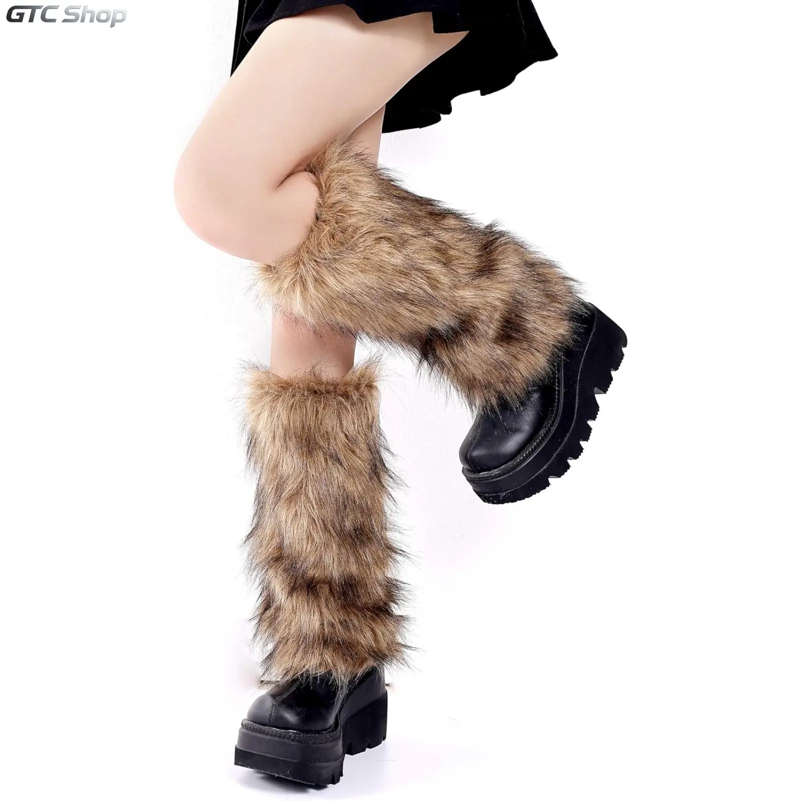 OSPNIEEK Women's Faux Fur Furry Leg Warmers, Soft Plush Winter Leg Covers, Y2K Stylish Boot Cuffs, Cozy Fashion Accessory for Daily Outfits, Party & Cold‑Weather Layering