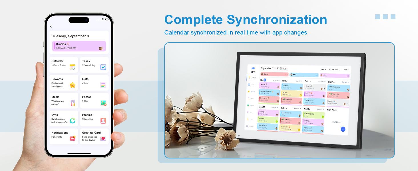 10.1 Inch Digital Calendar+Digital Picture Frame, 2025-2026 Desk Calendar Smart WiFi Planner&Chore Chart, IPS HD Interactive Touchscreen Display For Family Schedules