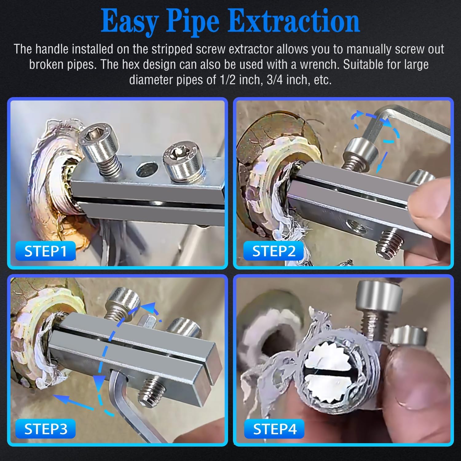 Screw Removal Tool,Broken Head Screw Extractor Faucet Angle Valve Wire Extractor for Sink Valve,Pipe Extractor Set,Easy Out Allen Screw.