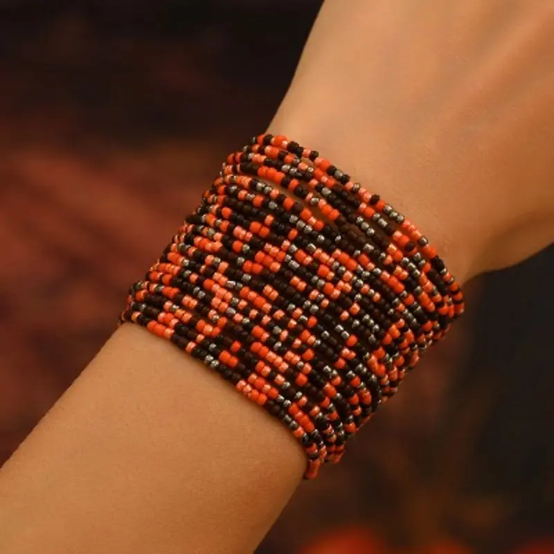 Unisex 70Pcs Spooky Theme Seed Bead Stretch Bracelets Set - Party Wear, Casual Costume Jewelry Accessories for Women, Men