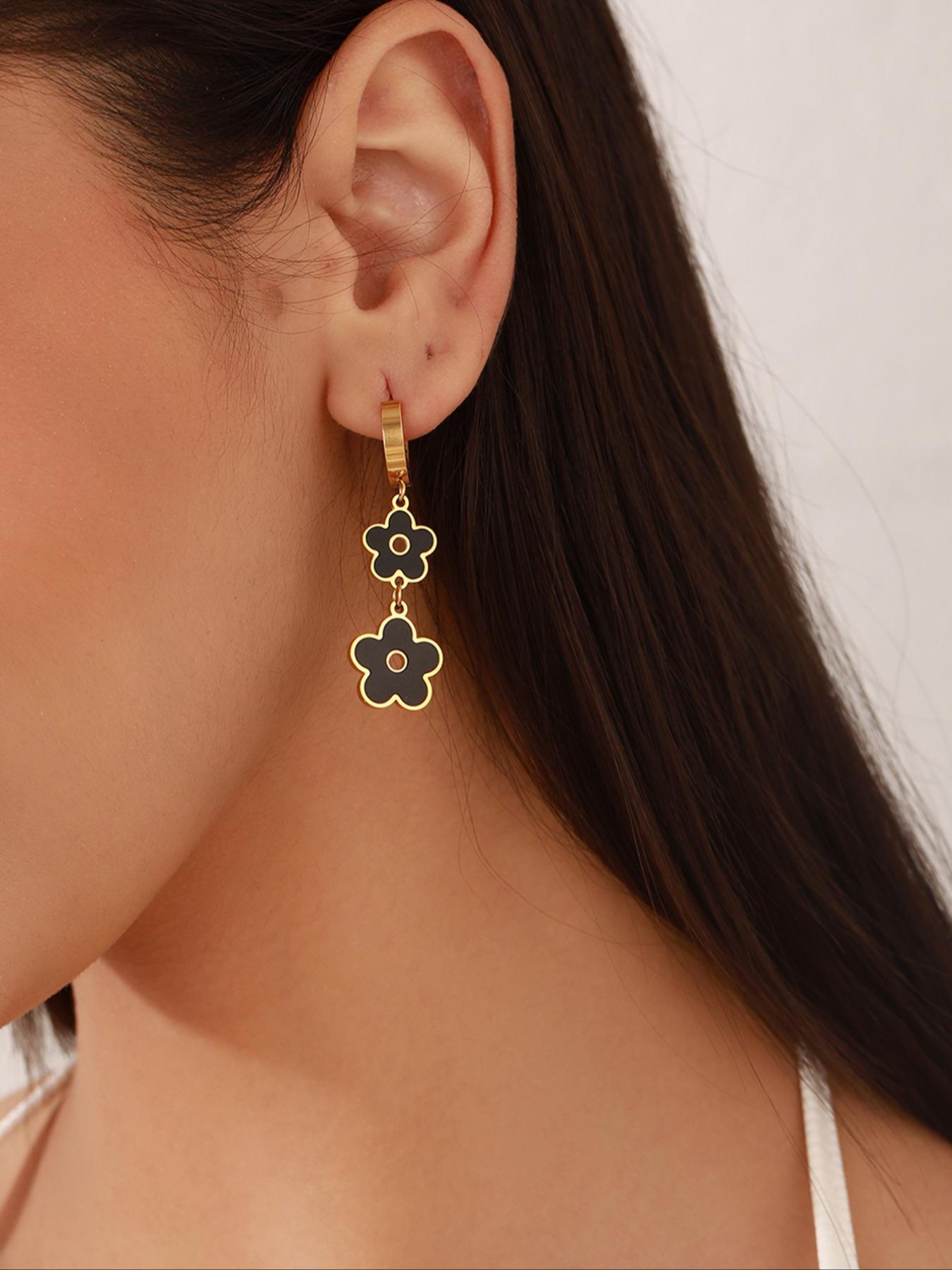 Fashion Elegant Flower Design Dangle Earrings, Casual Trendy Ear Jewelry Gift for Party, Elegant All-match Fashion Accessories for Daily Wear