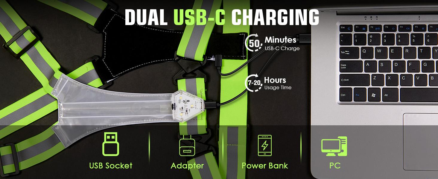 LED Reflective Vest with Chest Light 500LM, 5 RGB Colors High Visibility Rechargeable Light Up Running Vest IPX4 Night Safety Running Gear for Dog Walking, Cycling, Adjustable for Men Women LED Reflective Vest with Chest Light 500LM, 5 RGB Colors High Visibility Rechargeable Light Up Running Vest IPX4 Night Safety Running Gear for Dog Walking, Cycling, Adjustable for Men Women