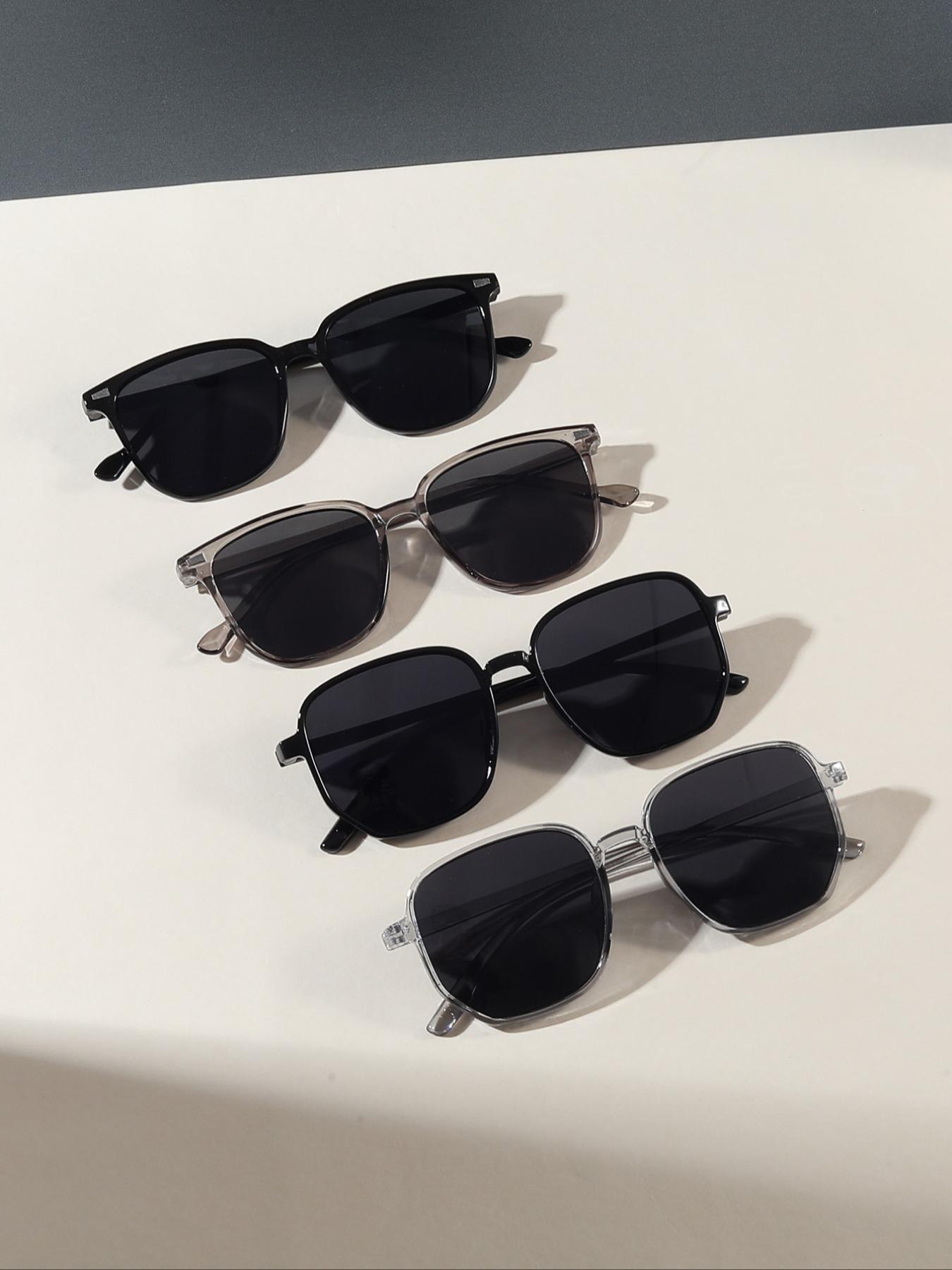 4 Pairs Fashion Glasses for Casual Beach Parties, Stylish Eyewear Suitable for Daily Use, Perfect for Social Gatherings & Outdoor Events, Trending Glasses