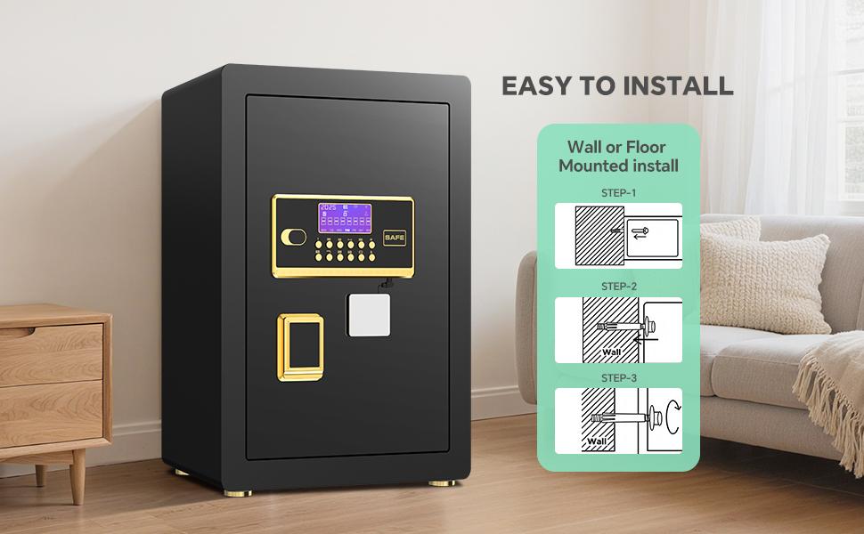 ACTIGER 5.2 Extra Large Thick Steel Safe Box with Digital Keypad, Electronic Lock, High Security Anti-Theft Protection, Smart Alarm System, Heavy Duty Steel, Inner Locking Cabinet for Home, Office, Valuables, and Documents