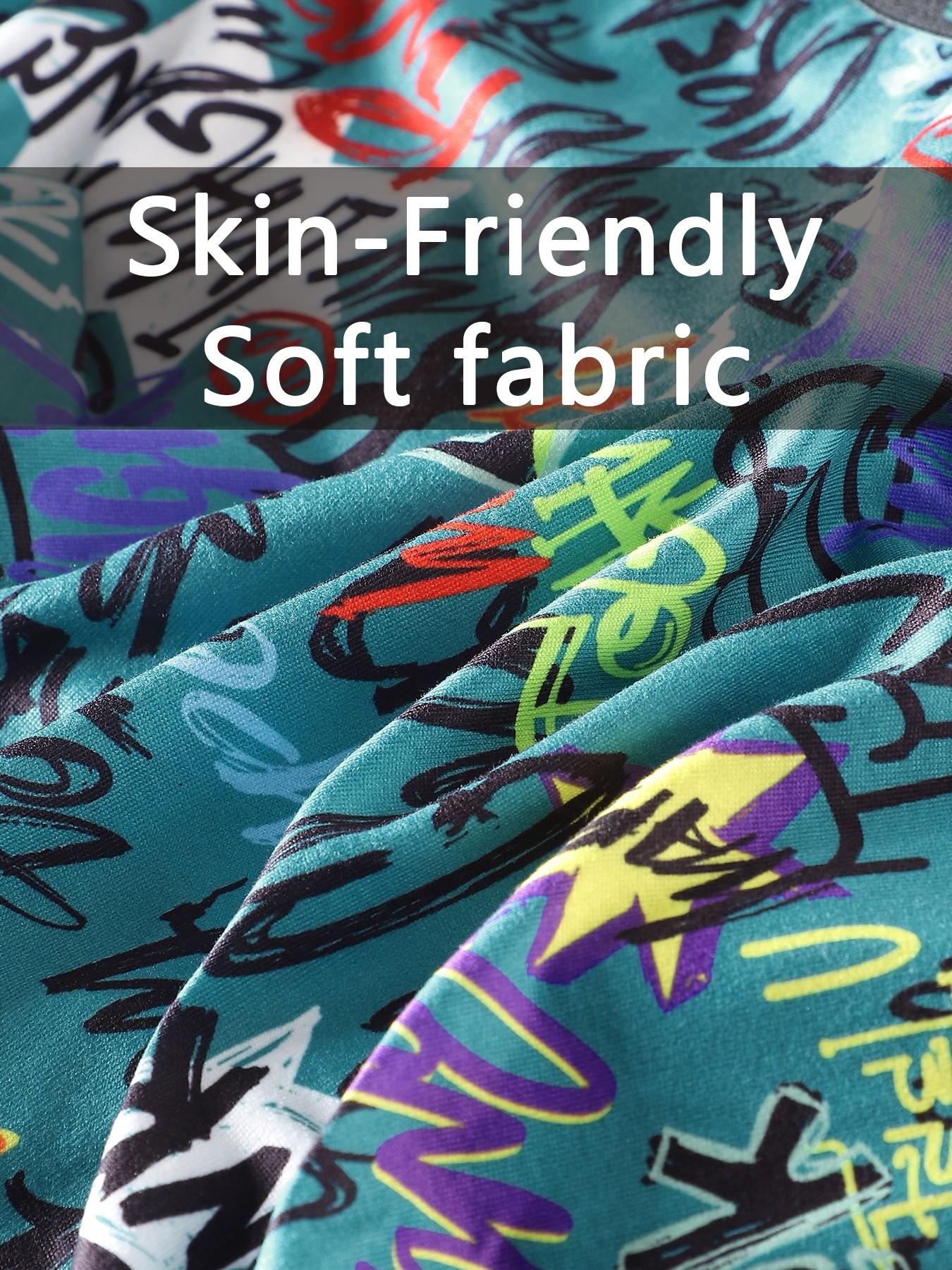 3-pack men's boxer briefs, trendy graffiti prints, soft and breathable, street-style underwear