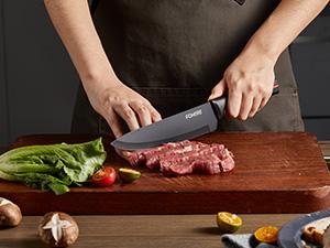 FOHERE Knife Set with Block 13 Pieces, Colorful Stainless Steel Knife Set with Anti-slip Handle, Complete Kitchen Knife Set with Sharpener