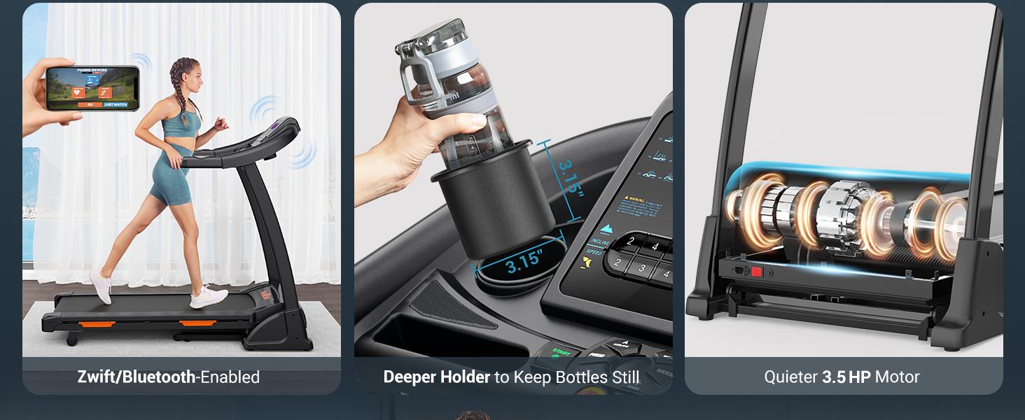 Incline Treadmill, Treadmill for Running and Walking, 300 lbs Capacity Treadmill with Auto Incline, Wide Belt, 3.5HP, App, Heart Rate, Black Home Gym Equipment Home Exercise Equipment