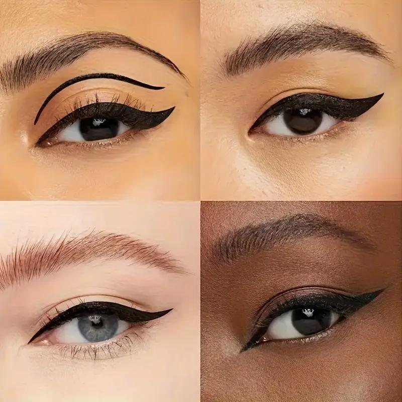 3-piece black gel eyeliner set - long-lasting, smudge-proof, anti-smear, quick-drying and smooth formula, perfect winged look - black, stylish design, easy twist to create flawless eye makeup, suitable for bold looks, beginner-friendly